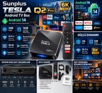 Sunplus TESLA Q2 Pro 16gb 2gb ram  6K Android TV Box  Android 14 İşletim Sistemi 64 GB Depola  Wi-Fi 6 
